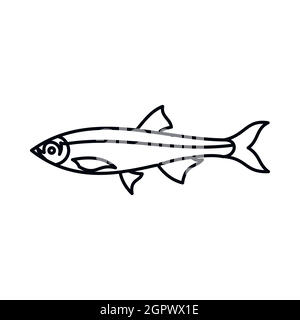 Hering-Fisch-Symbol, Umriss-Stil Stock Vektor
