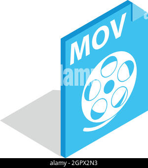 MOV video-Datei-Erweiterung Symbol, isometrischen 3d Stil Stock Vektor