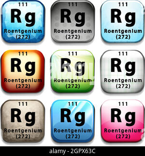 Eine Schaltfläche mit dem Element Roentgenium Stock Vektor