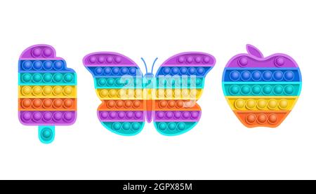 Bunte sensorische Fidget-Spielzeuge in verschiedenen Formen Stock Vektor