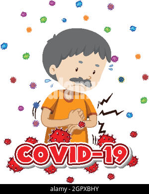 Poster Design für Coronavirus Thema mit kranken Mann Stock Vektor