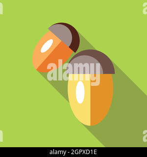 Zwei Eicheln Symbol im flachen Stil Stock Vektor