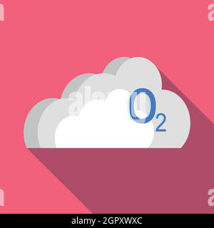 O2-Cloud-Symbol im flachen Stil Stock Vektor