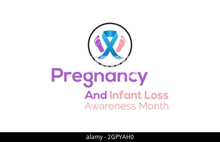 Der Monat zur Sensibilisierung für Schwangerschaft und Säuglingsverlust tritt jedes jahr im oktober auf, wenn die Vorlage mit weißem Hintergrund gestaltet ist. Stock Vektor