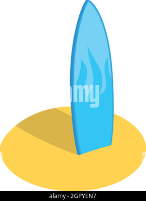 Blaue Surfbrett Symbol, isometrischen 3d Stil Stock Vektor