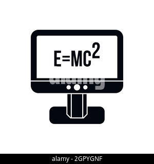 Monitor mit Einstein Formel Symbol, einfachen Stil Stock Vektor