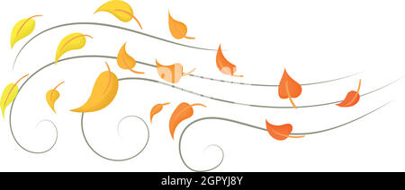 Herbst-Wind-Symbol, Cartoon-Stil Stock Vektor