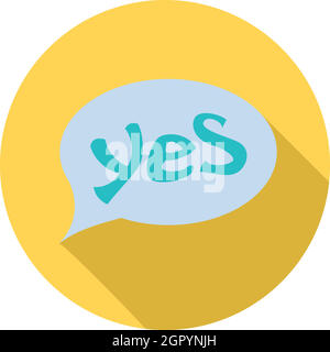 Wort ja in Blase Rede Symbol, flachen Stil Stock Vektor
