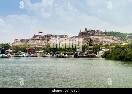 Schloss Castillo de San Roanea de Barajas in Cartagena de Indias, Kolumbien Stockfoto