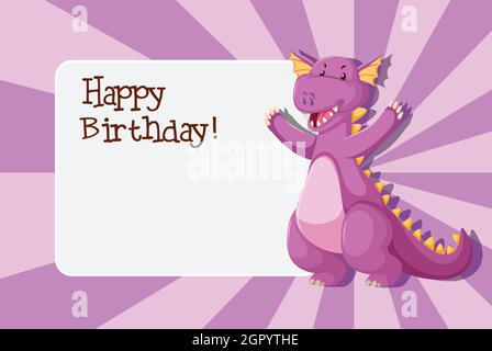 Ein Dinosaurier auf Geburtstagsvorlage Stock Vektor