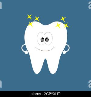 Ein niedlicher lächelnder Zahn, sauber bis zum Glanz. Stock Vektor