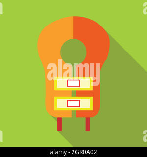 Orange Lifevest Symbol, flachen Stil Stock Vektor