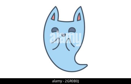 Aufgeregt Geistersymbol Halloween gruselige Cartoon Illustration Charakter Symbol Stock Vektor