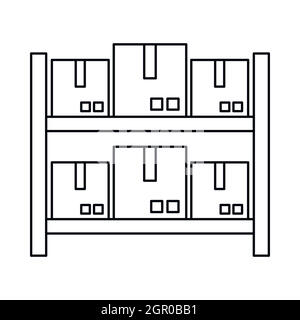 Lagerung von waren im Lager-Symbol, Umriss-Stil Stock Vektor