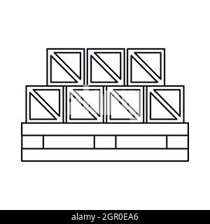 Kisten waren Symbol, Umriss-Stil Stock Vektor
