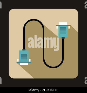 Kabel Draht Computersymbol, flachen Stil Stock Vektor