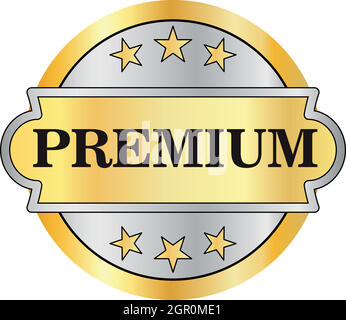 Premium-golden Label Symbol im flachen Stil Stock Vektor