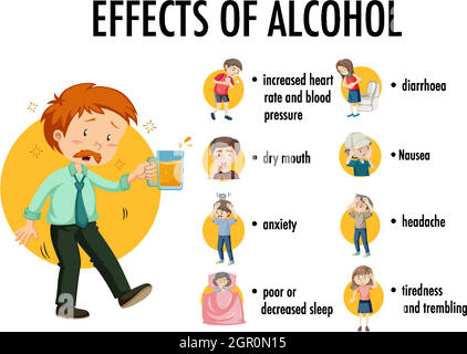 Infografik zu den Auswirkungen von Alkoholinformationen Stock Vektor