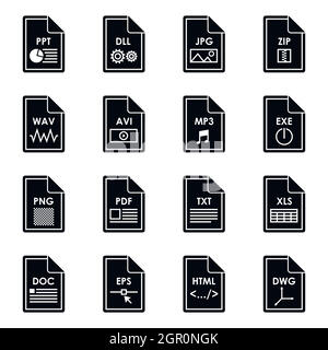Format-Symbole Dateisatz, einfachen Stil Stock Vektor