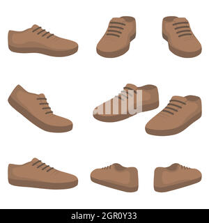 Schuhe. Hinten, vorne, Seitenansicht Stock Vektor