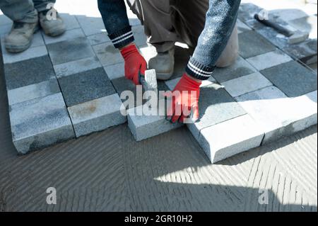 Betonbohrer, Straßenbau, Straßenbau Stockfoto