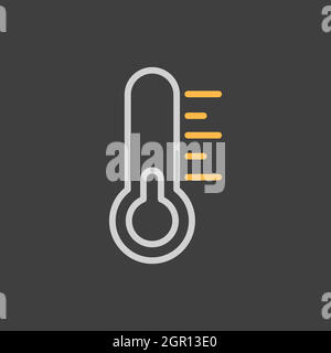 Thermometer Vektor isoliertes flaches Symbol auf dunklem Hintergrund. Wetterschild Stock Vektor