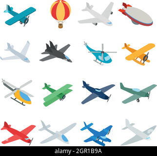 Aviation Icons Set, isometrischen 3d Stil Stock Vektor