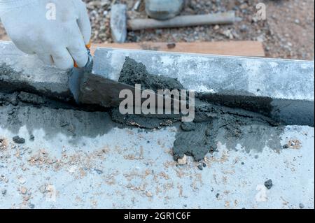 Betonbohrer, Straßenbau, Straßenbau Stockfoto