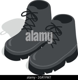 Schwarze Stiefel-Symbol in der isometrischen 3d Art Stock Vektor