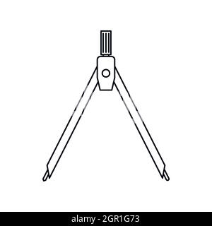 Zeichnung-Kompass-Symbol, Umriss-Stil Stock Vektor