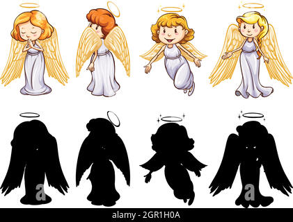 Silhouette, Farbe und Umriss Version Stock Vektor