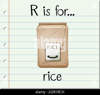 Flashcard Alphabet R ist für Reis Stock Vektor
