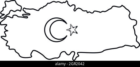 Karte von Türkei-Symbol, Umriss-Stil Stock-Vektorgrafik - Alamy