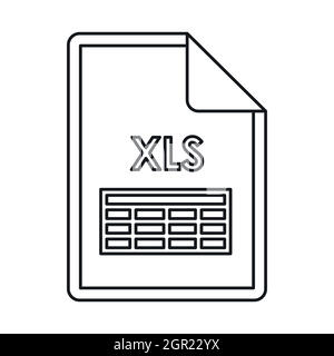 XLS-Datei-Erweiterung Symbol, Umriss-Stil Stock Vektor