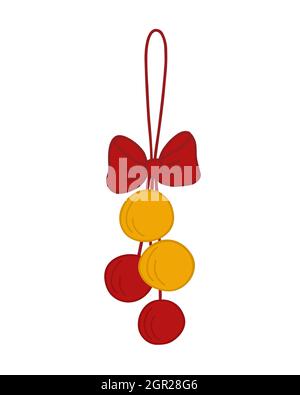 Weihnachtsbaum Dekor Elemente Hand gezeichnet in einfachen Cartoon Doodle Stil Vektor-Illustration für Winterferien saisonale Grußkarten, Einladungen, Banner, Dekor, Aufkleber Stock Vektor