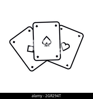 Spielkarten-Symbol, Umriss-Stil Stock Vektor