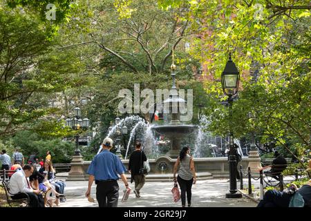 Der Schimmel Brunnen, City Hall Park, New York Stockfoto