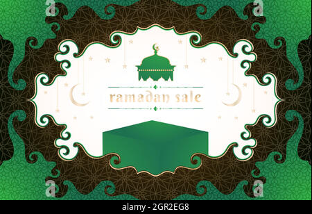 Illustration von Ramadan Sale, eid mubarak, anwendbar für Grußkarten, Banner, Zeichen und Label Corporate. Stock Vektor