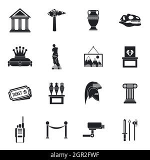 Museum Icons Set, einfachen Stil Stock Vektor