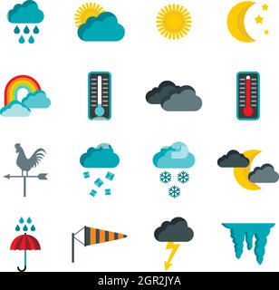 Wetter-Icons set, flach Stil Stock Vektor