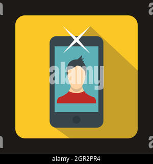 Handy mit Foto-Symbol, flachen Stil Stock Vektor