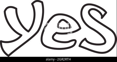 Wort ja Symbol, outline Style Stock Vektor