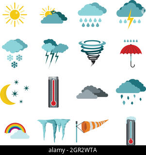 Wetter stellen Icons, flachen Stil Stock Vektor