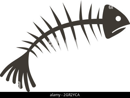 Fisch-Knochen-Symbol, flachen Stil Stock Vektor