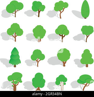 Baum Icons Set, isometrischen 3d Stil Stock Vektor