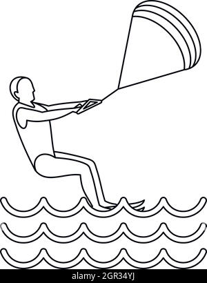 Kitesurfen-Symbol, einfachen Stil Stock Vektor