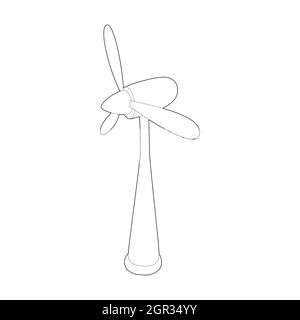 Wind-Turbine-Symbol, Umriss-Stil Stock Vektor