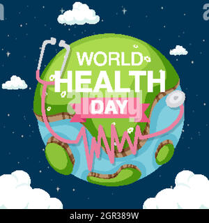 Poster-Design für den Weltgesundheitstag mit Erde im Himmel Hintergrund Stock Vektor