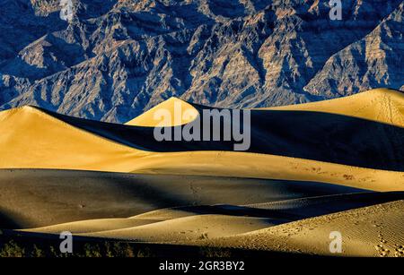 Abenddämmerung in den Sanddünen bei Mesquite Flats Stockfoto