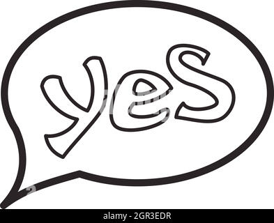 Wort "Ja" in Bubble rede Symbol, outline Style Stock Vektor
